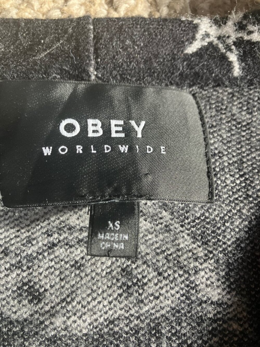 NWOT Rare Cardigan Obey Worldwide Limited Release Celestial Oversize Soft XS - Picture 3 of 7